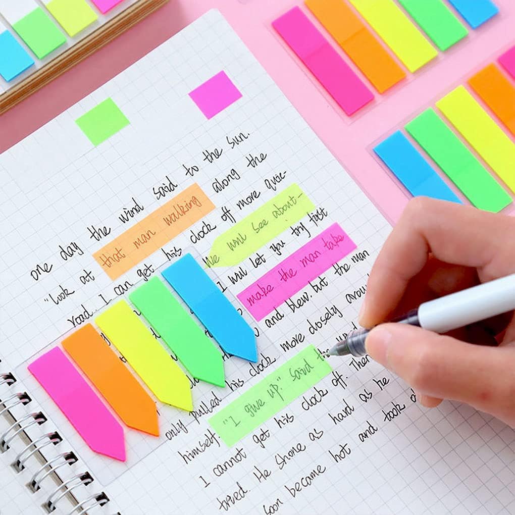 Transparent Sticky Notes Set With Index Tabs & Arrow Flags, 450 Sheets - Multicolor