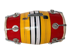 Handmade Wooden Baby Dholak Nut & Bolt With Beautiful Design - Multicolor | Goat Skin On Both Side