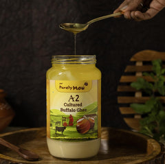 100% Natural A2 Cultured Buffalo Ghee By AMP Purely Moo | Traditional Bilona Method Healthy Buffalo Desi Ghee For Dishes | (250ml) 8.4 Ounce | Jar Pack