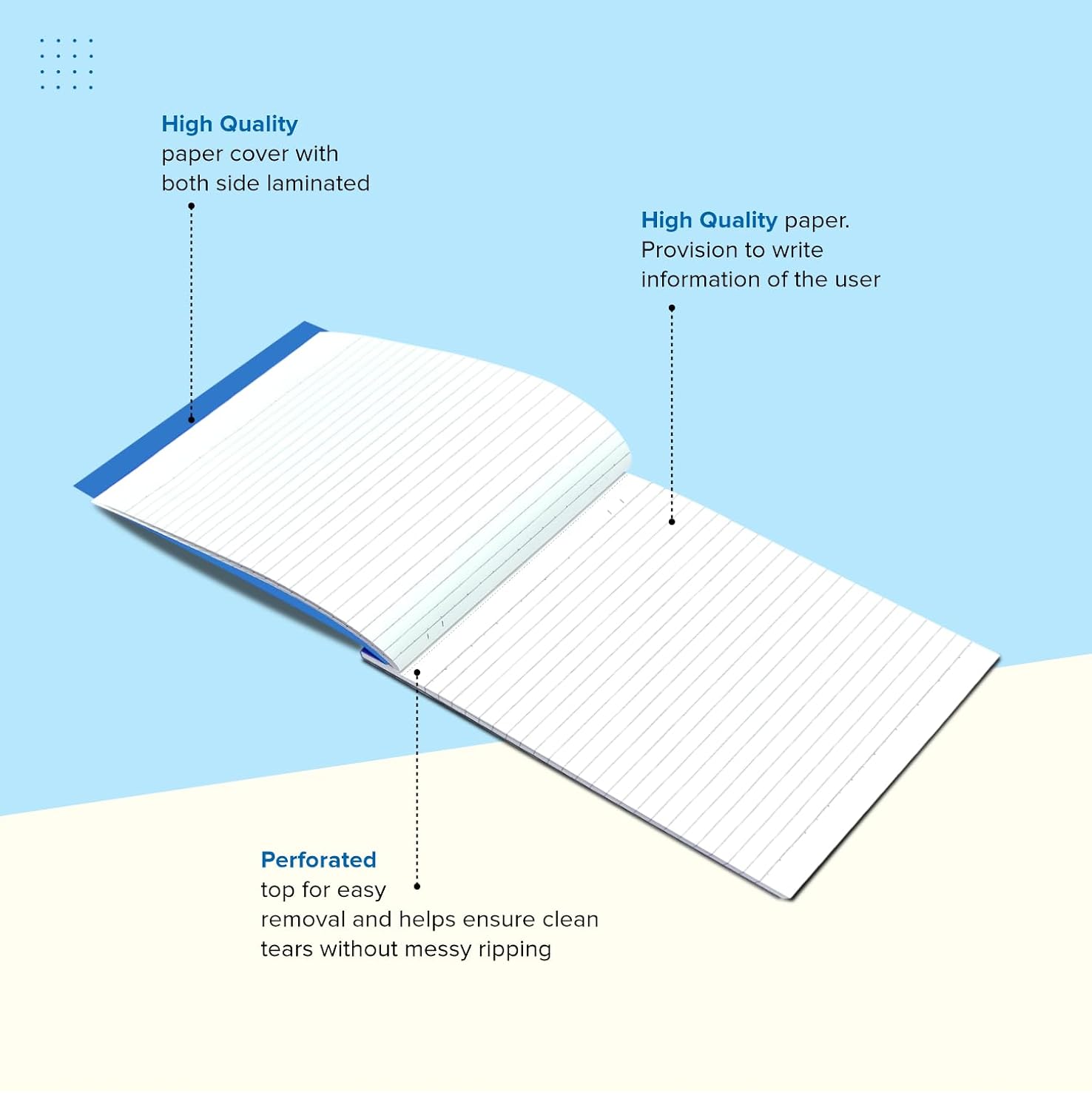Memo Pad, A5 Notepad, Flip & Fold Paper Cover, 160 Pages, Micro Perforation - Pack Of 5