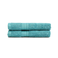 Livspace Paleto Collection Hand Towel 400 Gsm | 100% Cotton, Solid Dyed, Hand Towel Super Soft Absorbent (Teal) Set Of 2