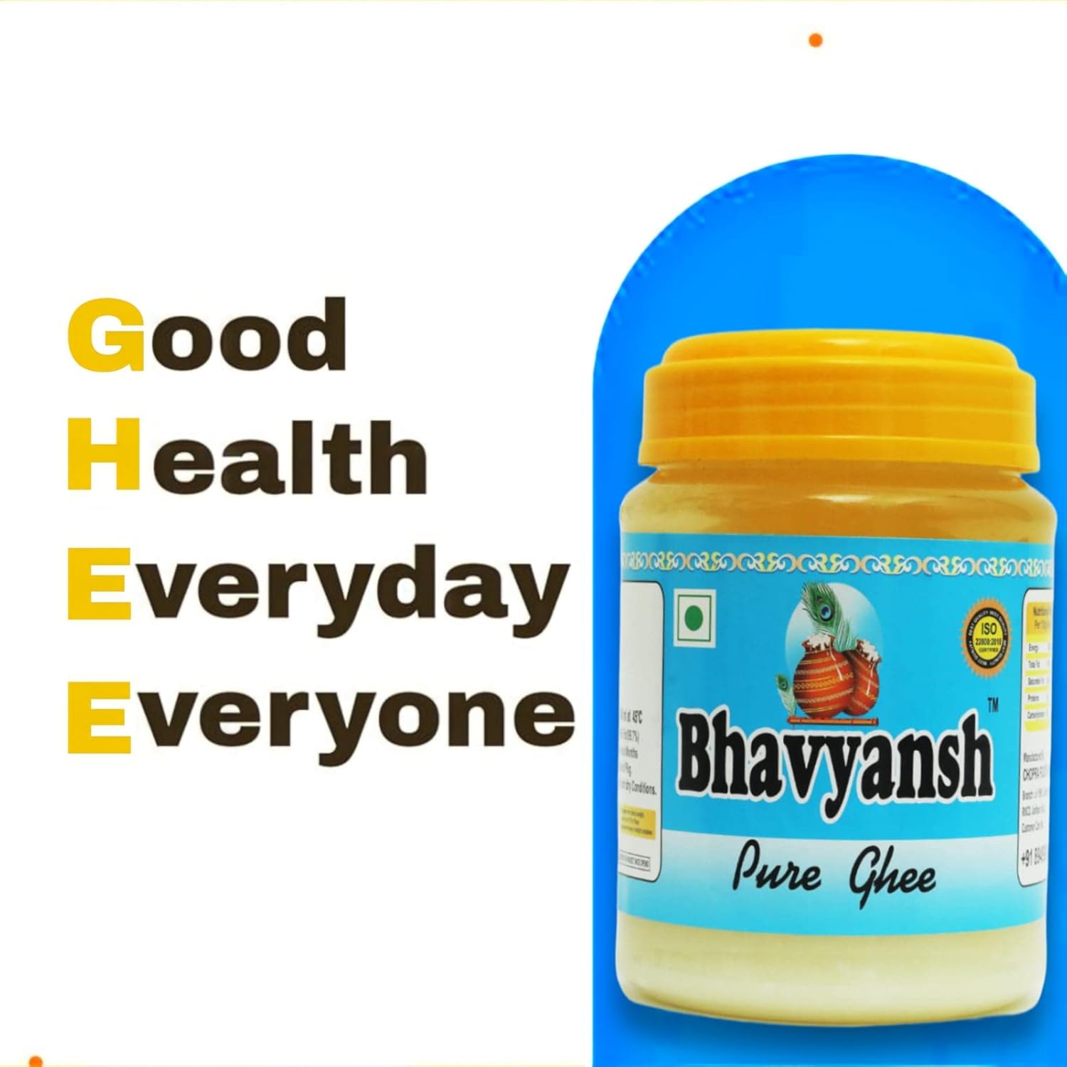 Premium Pure Buffalo Ghee By Bhavyansh | Healthy & Nutrients Pure Ghee Perect For Good Fat in Your Body | (500ml) 16.9 Ounce | Jar Pack
