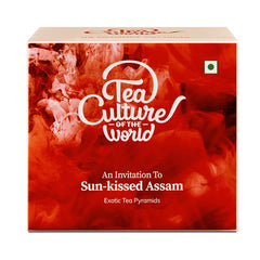 Tea Culture Of The World Sun-Kissed Assam Tea - 16 Pyramid Tea Bags | Robust, Tangy Taste & Fresh Aroma - Low Caffeine