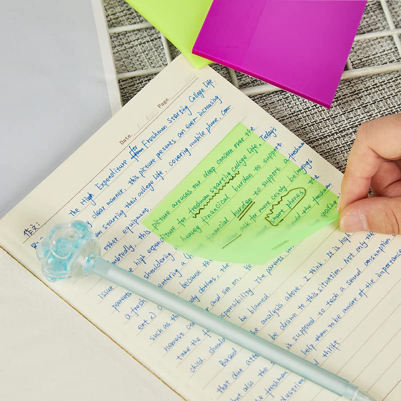 Transparent Sticky Notes 50 Sheets Paper Daily Check List School Stationery | Pack Of 3, Green
