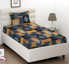100% Cotton Single Bedsheets With 1 King Size Pillow Cover | 60 X 90 Inches, Multicolor - Super Soft Premium Brushed Glace Cotton Bedsheet, Breathable & Wrinkle Free