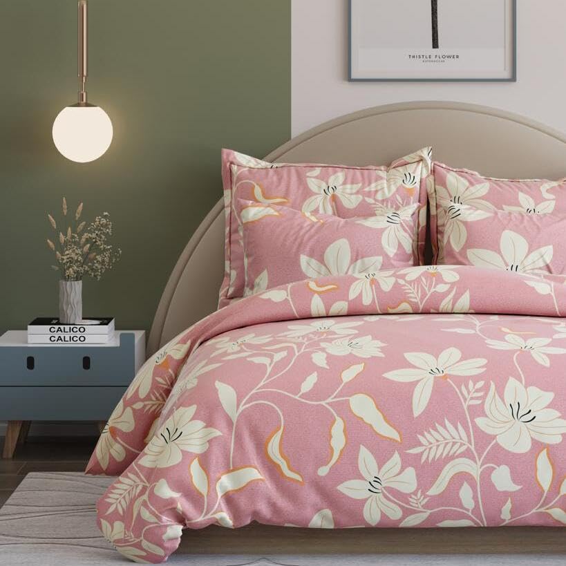 King Size Double Bedsheet With Two Pillow Covers - 108 X 108 Inches, Pink | Smooth To Touch, Breathable & Long Lasting - Ideal For Everyday Comfort