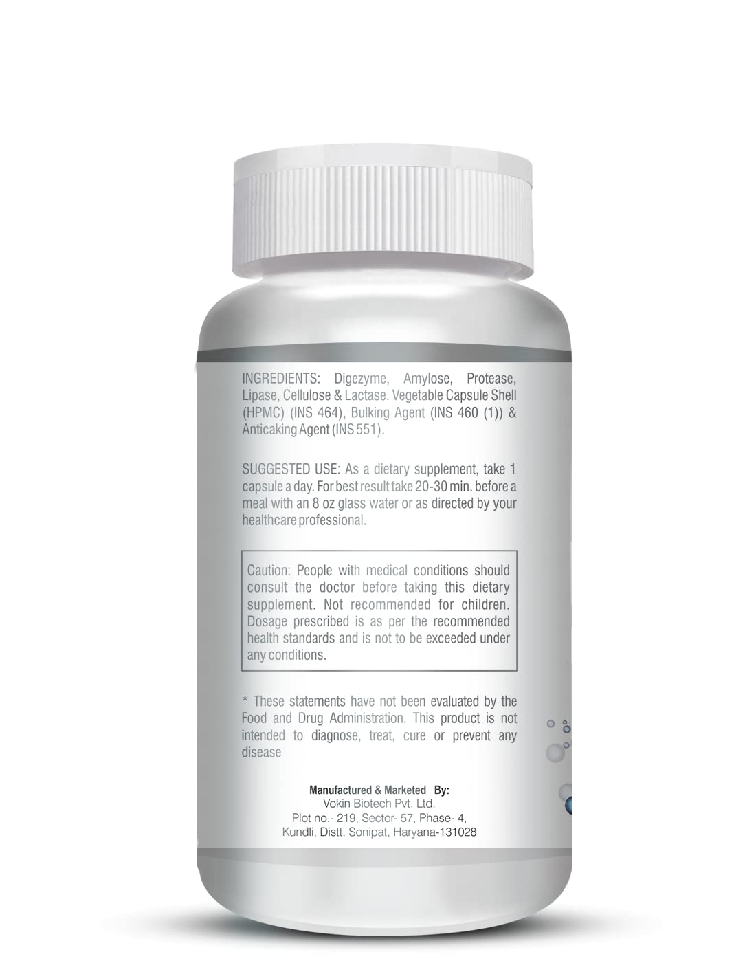 Vokin Biotech Digestive Enzymes Multi - Enzyme Complex, For Digestive Health Support, 75mg | 90 Capsules, 150gm 0.3lbs