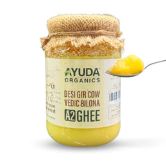 Organic Pure A2 Desi Cow Ghee By Ayuda Organics | Traditional Homemade Curd Churned Healthy Desi Ghee Good For Boost Energy | (500ml) 16.9 Ounce | Jar Pack