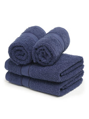 Creeva 100% Terry Cotton Hand Towels 800 Gsm | Highly Absorbent Super Soft, Quick Dry Sports Gym Workout Towel (Set Of 4) - Navy Blue