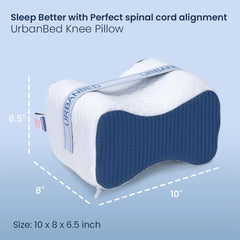 Memory Foam Pillow, Orthopaedic Knee Pillow, Standard Size - 10 X 8 X 6 Inches | Removable White Cover, For Relief From Back Pain, Leg, Hip & Joint Pain, Pregnancy & Sciatica - Pack Of 1