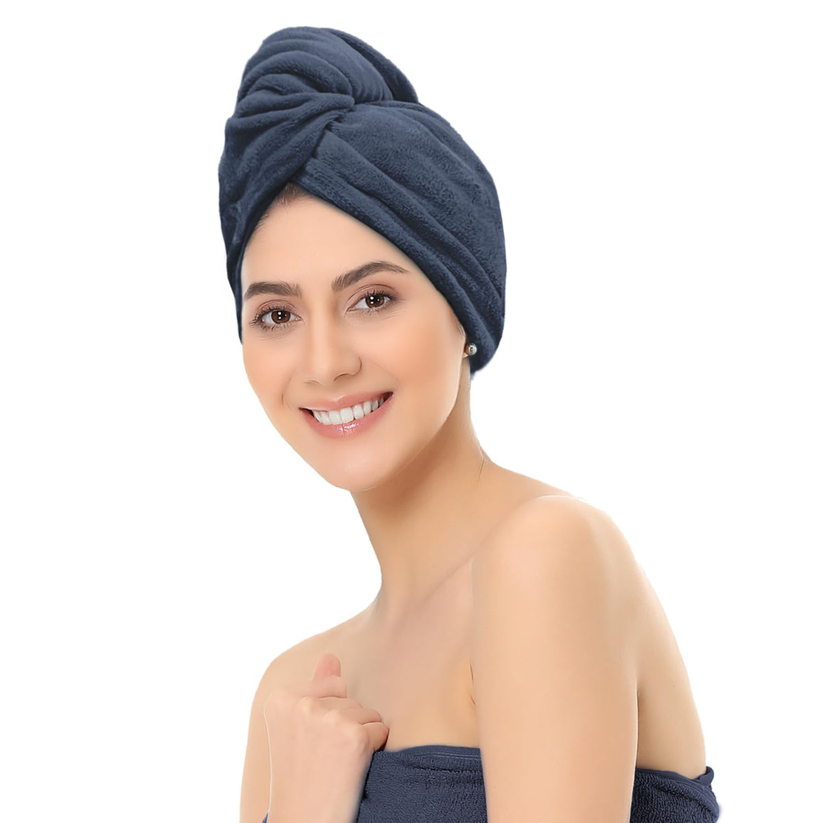 Sassoon Venir Microfiber Hair Wrap Towel 450 Gsm | For Women With Smooth Texture Super Absorbent Quick Dry Hair Turban (Denim)