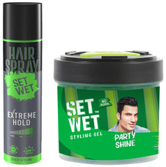 Set Wet Extreme Hold Styling Hair Spray For Men 200ml 6.7 Fl.oz. & Styling Hair Gel Vertical Hold  250ml 8.4 fl.oz.