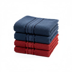 Akiko Home 100% Cotton Essential Series Hand Towels 800 Gsm | Soft, Absorbent & Durable, Cotton Hand Towel For Bathroom Use, Gentle On Skin- Pack Of 4 (Navy & Maroon)