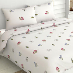 Flat Bedsheet Queen Size Bed With 2 Pillow Covers - 100 X 90 Inches, White & Green | Soft, Breathable & Durable | Skin-Friendly & Durable