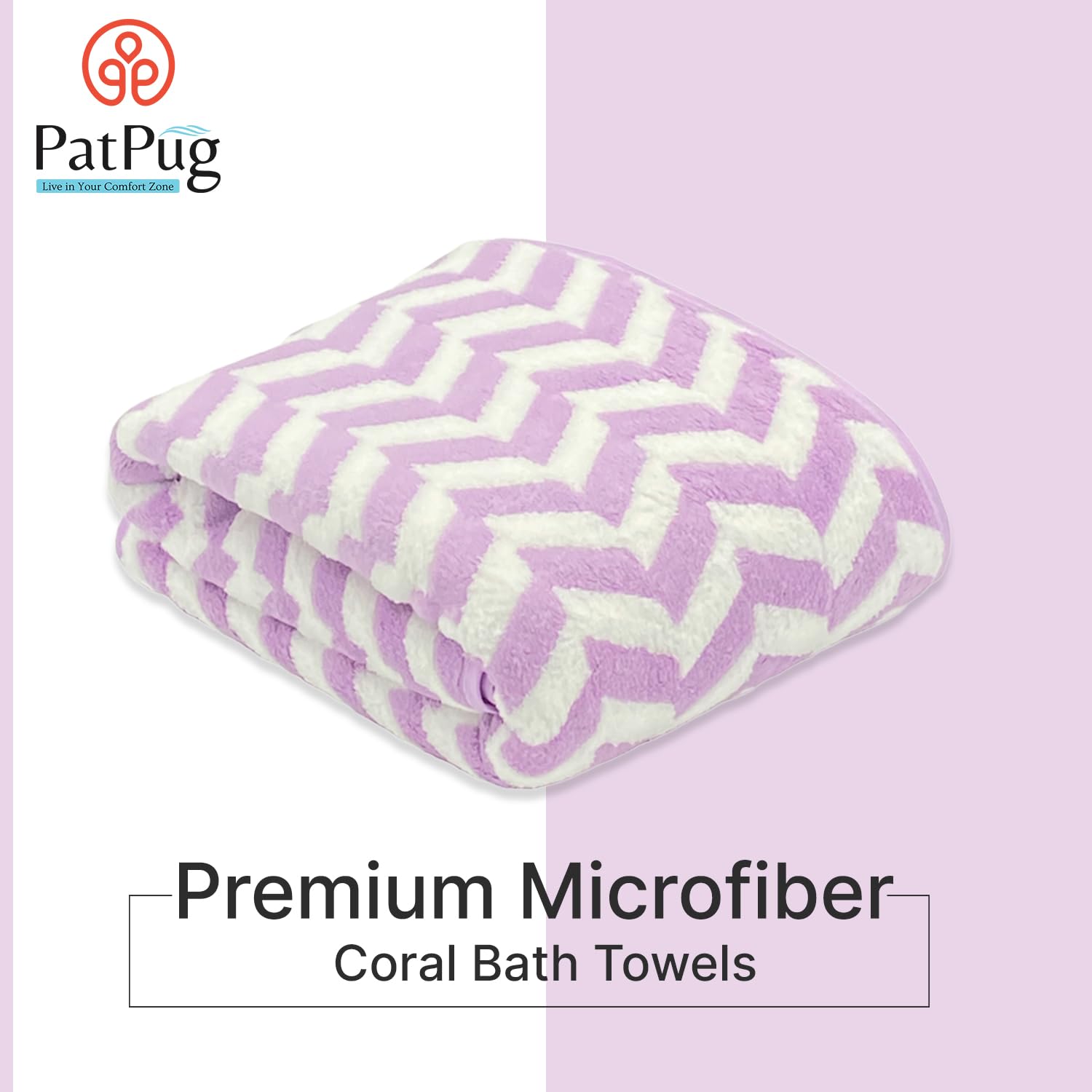 Patpug Coral Microfiber Ultrasoft Comfortable Highly Absorbent Quick Drying Large Bath Towel 350 Gsm (Purple)