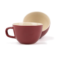 Large Ceramic Coffee Cup Set Of 2 - Burgundy, 300ml Each | Cappuccino Cup With Glossy Finish - Large Ceramic Coffee Cup | Premium Stoneware Coffee Cup - Microwave Safe