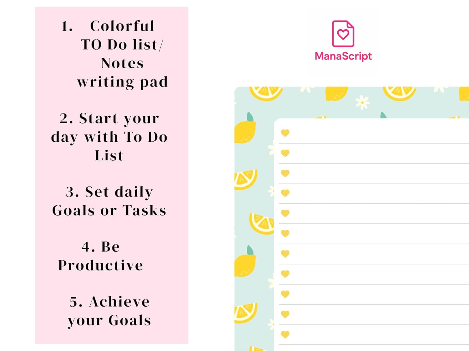 A5 Notes/To Do List Notepad, Beautiful Checklist Pad, Tear-Off Sheets (Lemon, Yellow) Pack Of 1