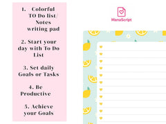 A5 Notes/To Do List Notepad, Beautiful Checklist Pad, Tear-Off Sheets (Lemon, Yellow) Pack Of 1