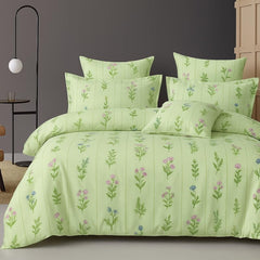 Microfiber Double Bedsheet King Size With 2 Large Size Pillow Covers | Size 108x108+9 Inches, Pastel Pistachio Green | Perfect For Daily Use, All-Season Use Or Gifting Bedsheet