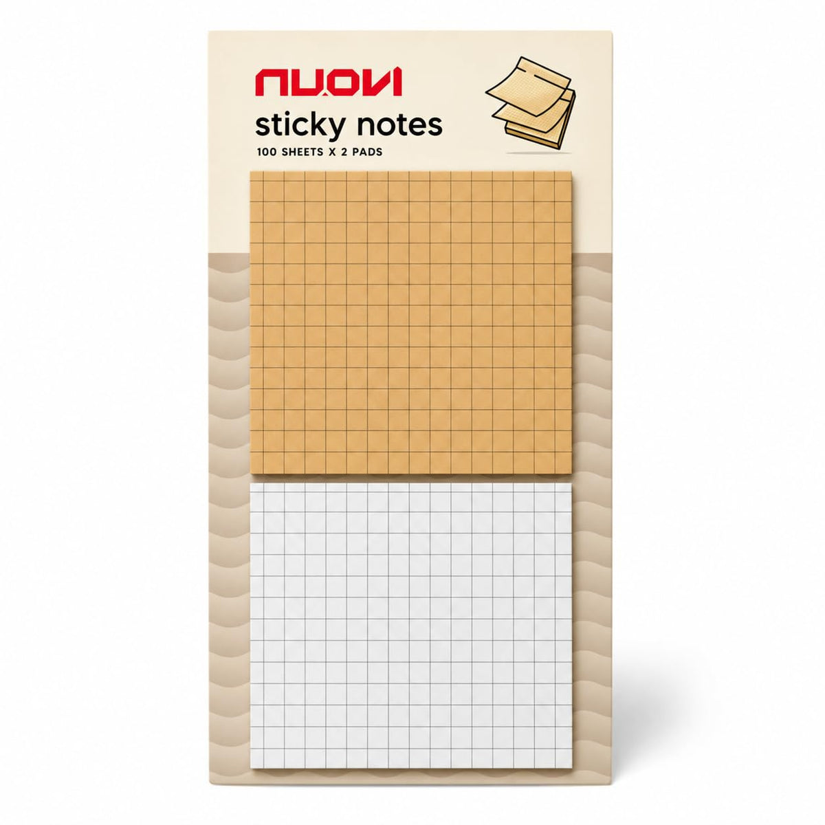 Checkered Sticky Notes, 100 Sheets Each - Self Adhesive Notes, Reminders, School & Organizing