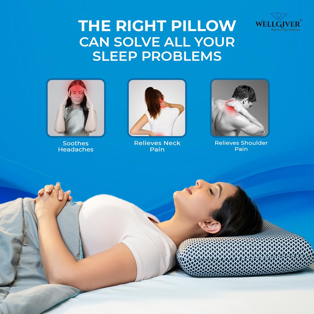 Orthopedic Memory Foam Deep Sleep Pillow, Standard Size - 20 X 13 X 4 Inch | Design For Neck & Shoulder Pain Relief, Removable Zipper Cover | Neck Support, Comfortable Pillow - Pack 1