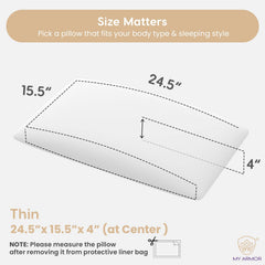 Cool Gel Memory Foam Pillow, Orthopedic Pillows For Neck Pain Relief, Thin Size - 24.5 X 15.5 X 4 Inches | Without Cover, Portable, Cooling, Lightweight, Adjustable Pillows - Pack Of 1