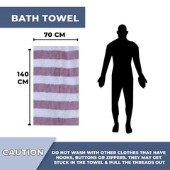 Mjn Microfiber Bath Towels Strip 310 Gsm | Extra Soft Plush & Quick Dry High Absorbency Large Size Towels For Bathing (Wine line)