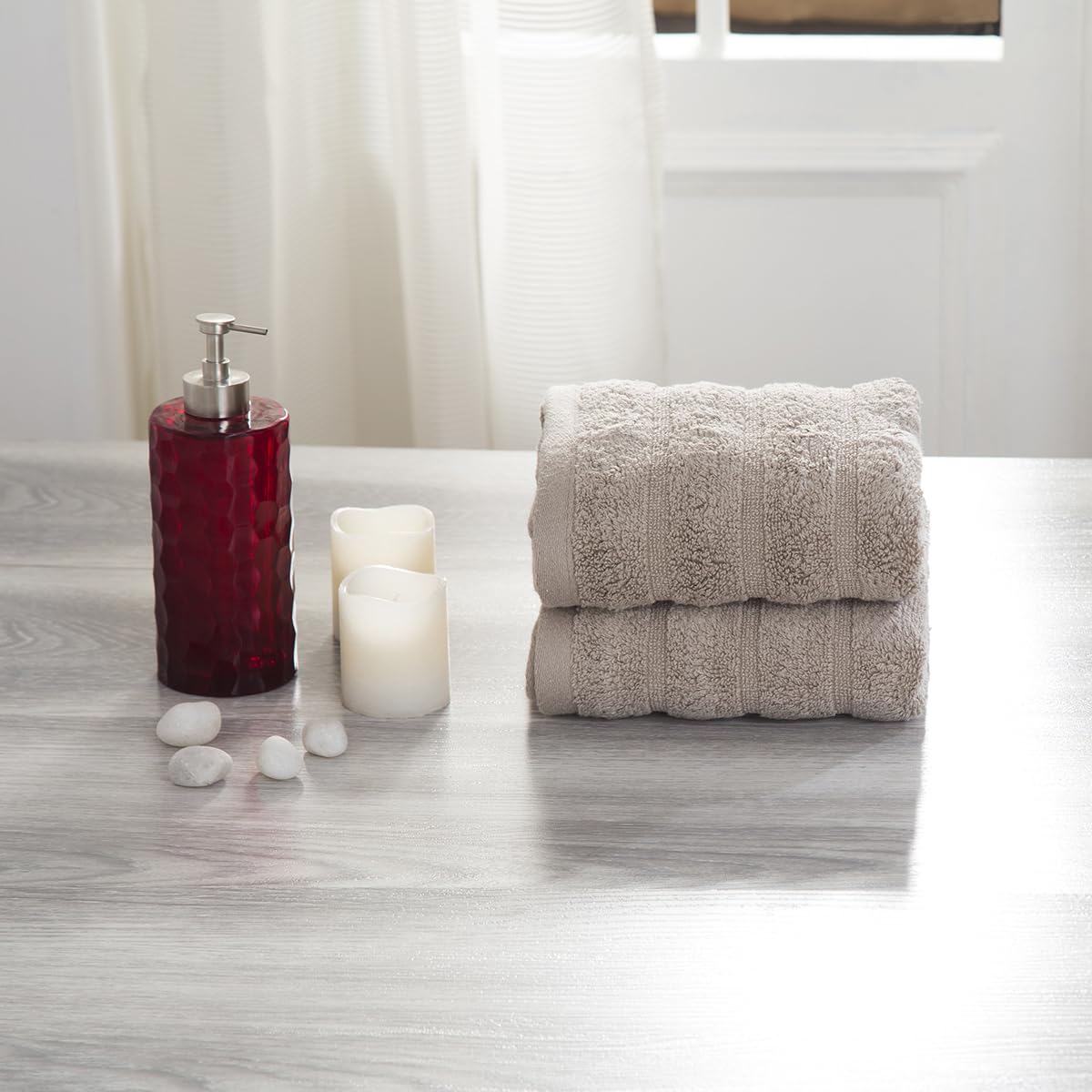 Maspar 100% Cotton Casper Hand Towel 500 Gsm (Beige) - 2 Pcs