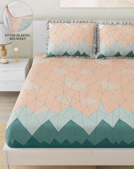 Premium Heavy King Size Bedsheet With 2 Frill Pillow Covers | 72 X 78 Inches, Sage Green | Double Bed, All-Around Elastic Fitted | Luxurious Comfort & Durability