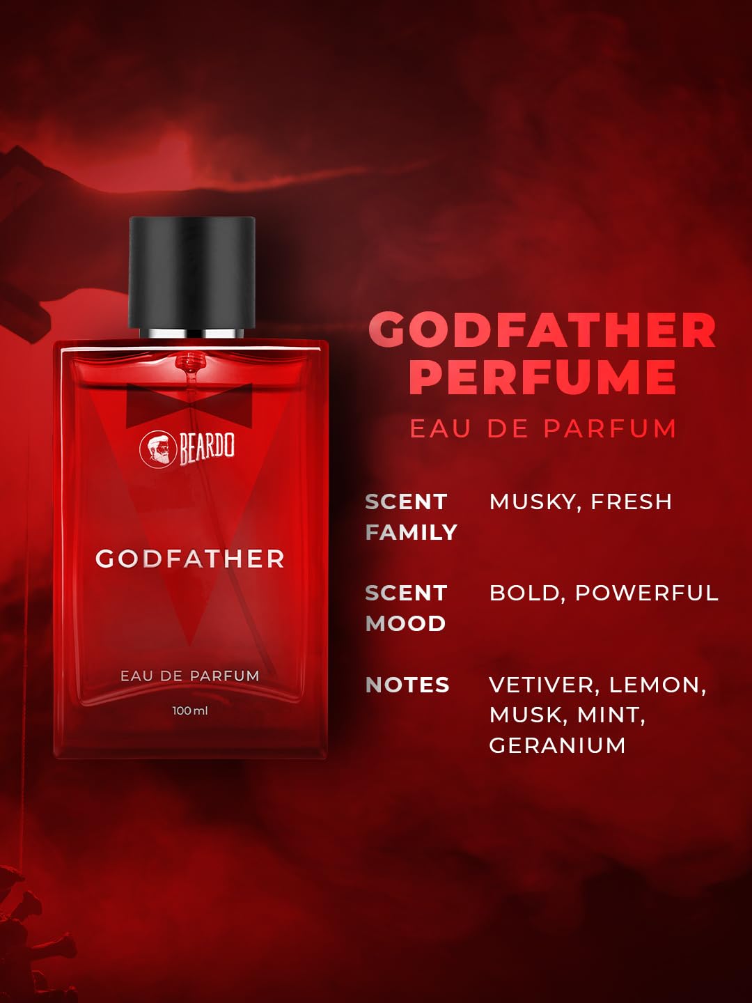 Beardo Godfather Long Lasting Eau De Parfum 100ml 3.4 Fl.oz. | Perfect Gift For Brother