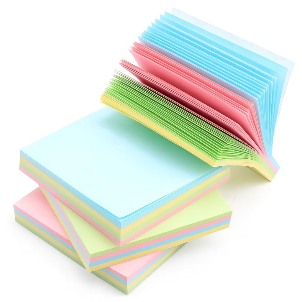 Sticky Notes Pad, 76x76mm, 4 Colors, 300 Sheets - Multicolor | Self-Adhesive, For Office, School