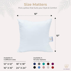 Microfiber Square Pillow, Cushion For Sofa, Car & Decoration, White, Small Size - 12 X 12 Inch | Throw Pillow, Back & Neck Support, Hypoallergenic, Washable, White Cover - Pack Of 5