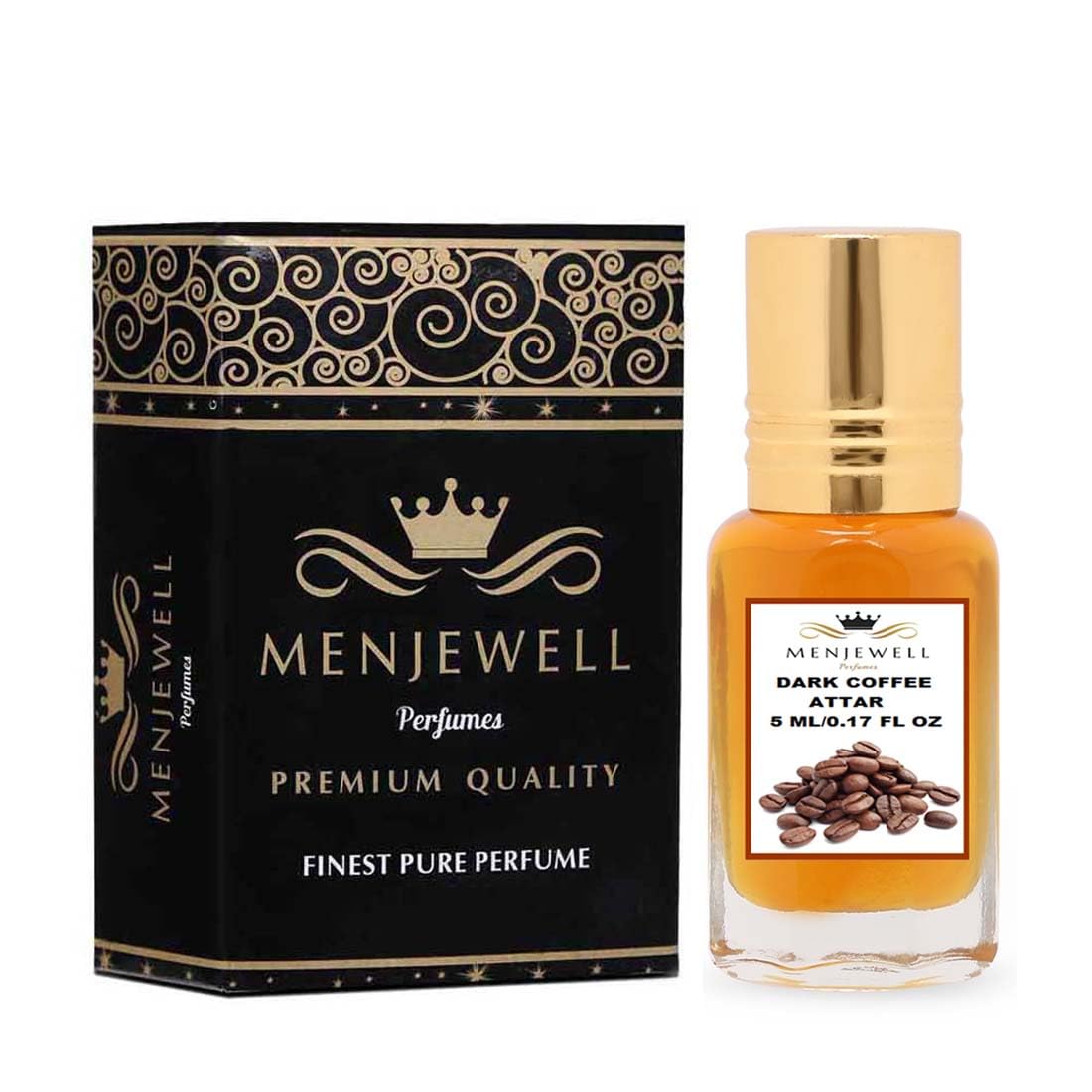 Menjewell Dark Coffee Attar 5ml 0.17 Fl.oz. Unisex Fragrance Alcohol Free | Long Lasting