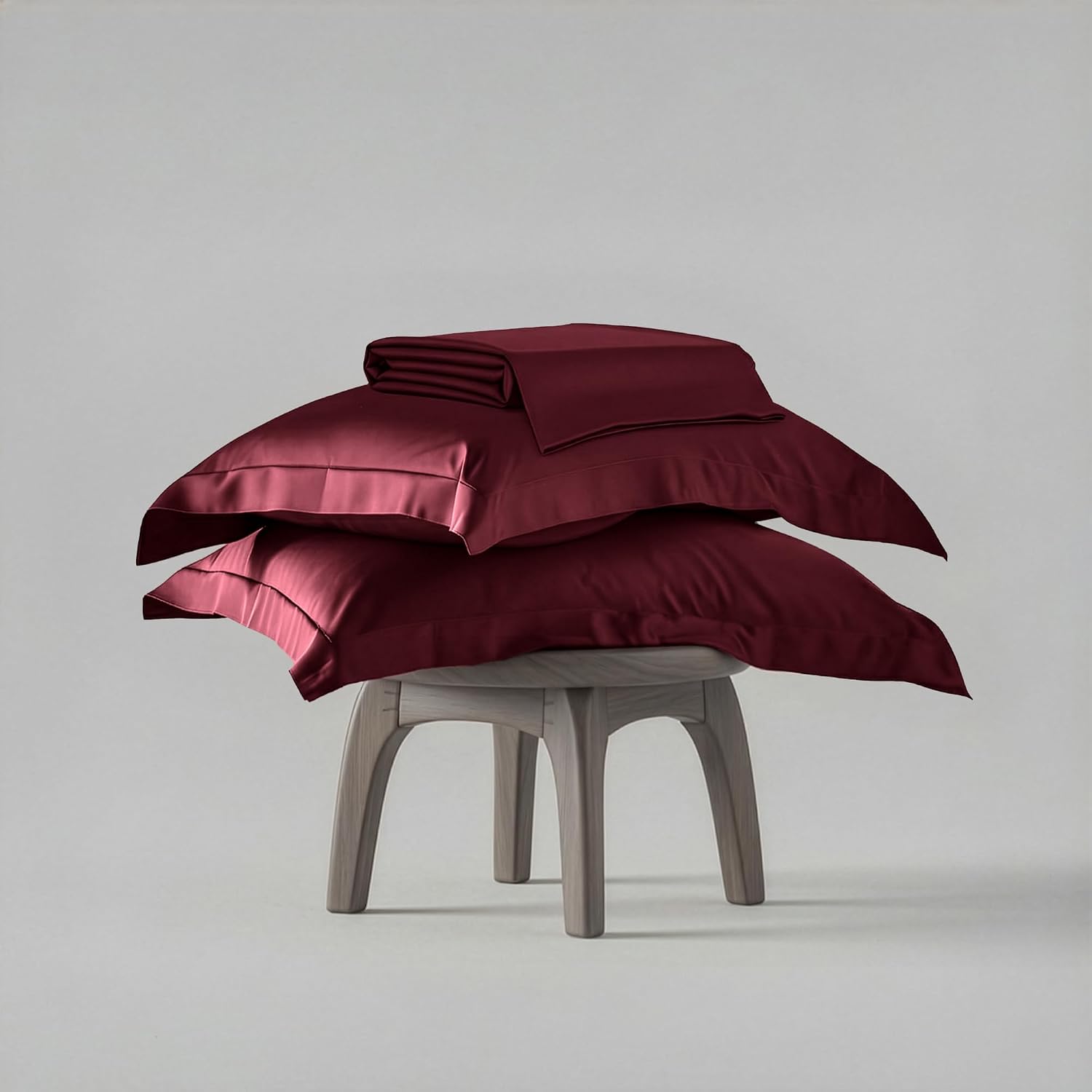 Satin Bedsheet For Double Bed With 2 Pillow Covers - 90 X 100 Inches, Velvet Wine | Premium Bedding Set & Wedding Gift For Couples