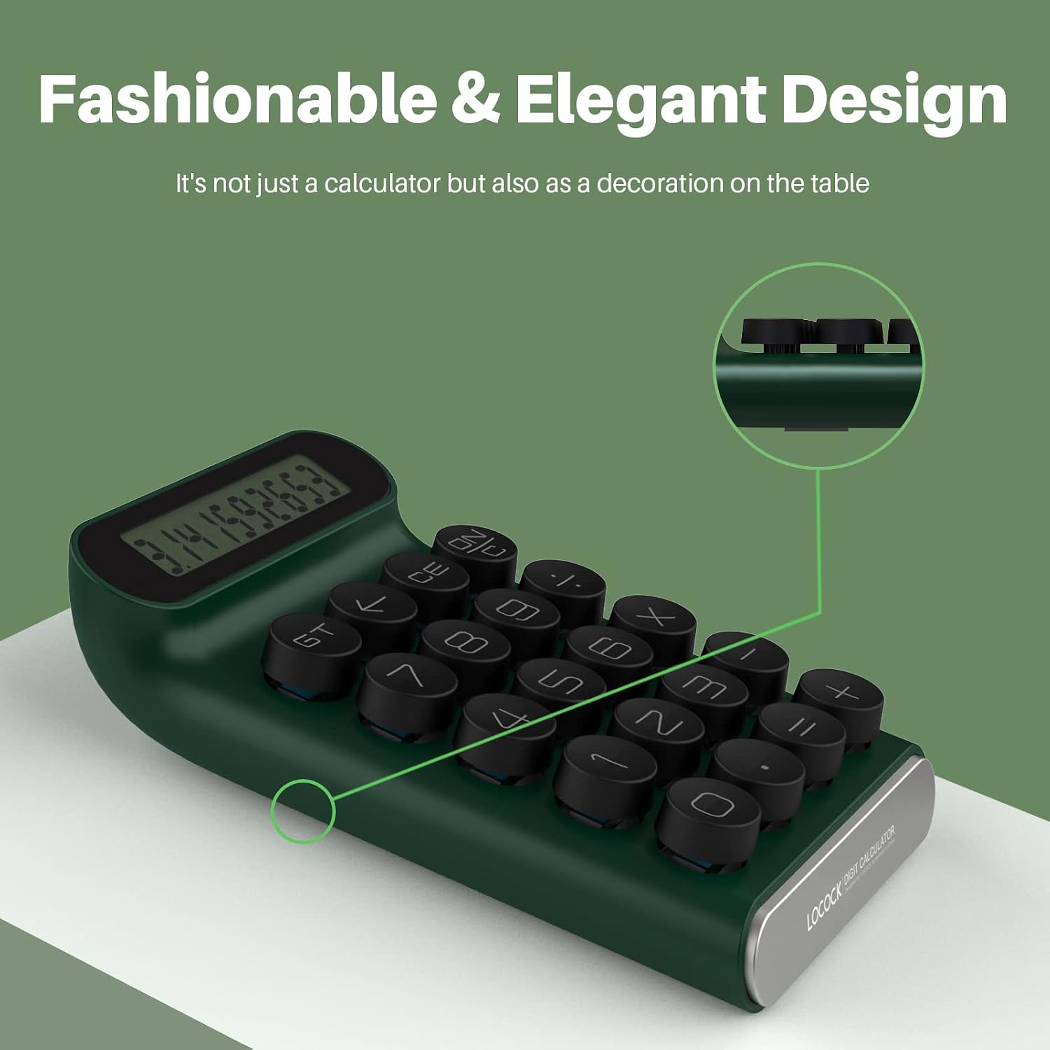 Mechanical Switch Calculator, Handheld For Daily And Basic Office,10 Digit Large LCD Display (Green) |