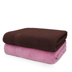 Sassoon Anatolia 100% Cotton Xl Bath Towel 1000 Gsm | Extra Soft, Quick Drying & Super Absorbent Bath Towel (Pink & Cocoa) - 2 Piece