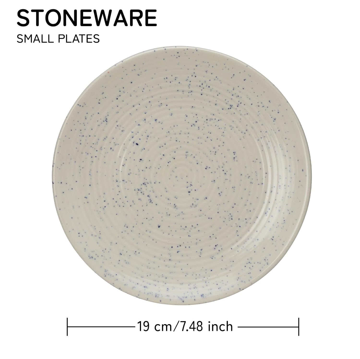 Hand Painted Handmade Ceramic Side Plates Set Of 4 - 7 Inch, Ivory White | Quarter Plates, Stoneware - Dinnerware | Scratch Resistant, Microwave & Dishwasher Safe