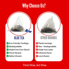 Blue Tea Caffeine Free Hibiscus Classic Herbal Tea - 100 Pyramid Tea Bags | Skin Glow Enhancing Tea - Gluten Free, Non GMO | Plant Based Tangy Taste - Zip Lock Pouch