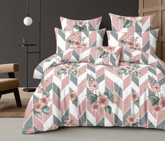 Queen Size Printed Double Bedsheet With 2 Pillow Covers For Home | 90 X 100 Inches, Pink & Grey - Beautiful Bedsheet Set | Perfect For Gifting Wedding, Anniversary