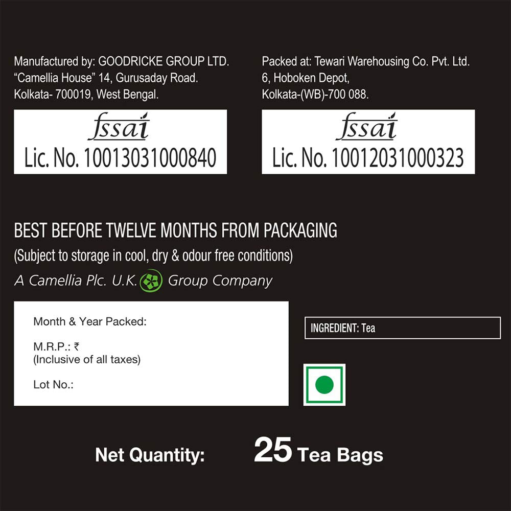Goodricke Khaass Exclusive Assam Tea - Pack Of 8 X 25 Tea Bags | 100% Assam Chai With Golden Leaves - Sweet Lasting Flavor | Low Caffeine Sunehri Patti