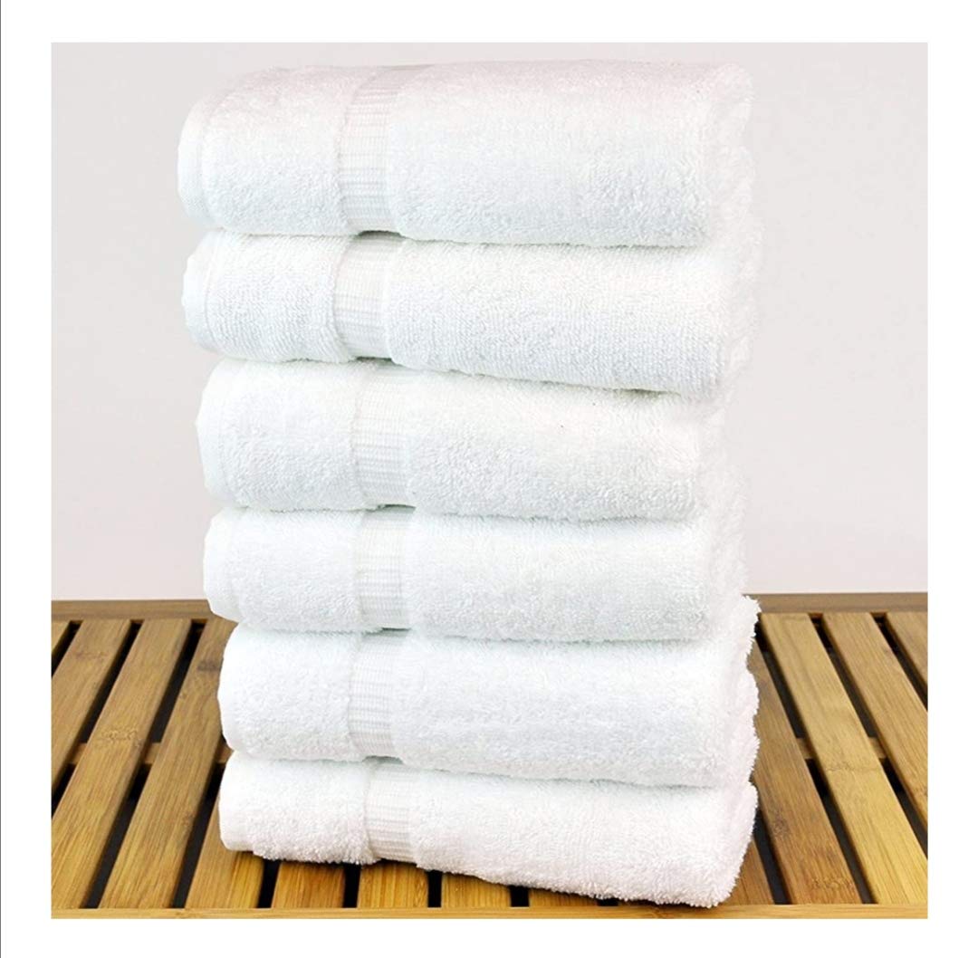 Laser Shield R K Textile 100% Cotton Hand Towel 900 Gsm (White) - 6 Piece