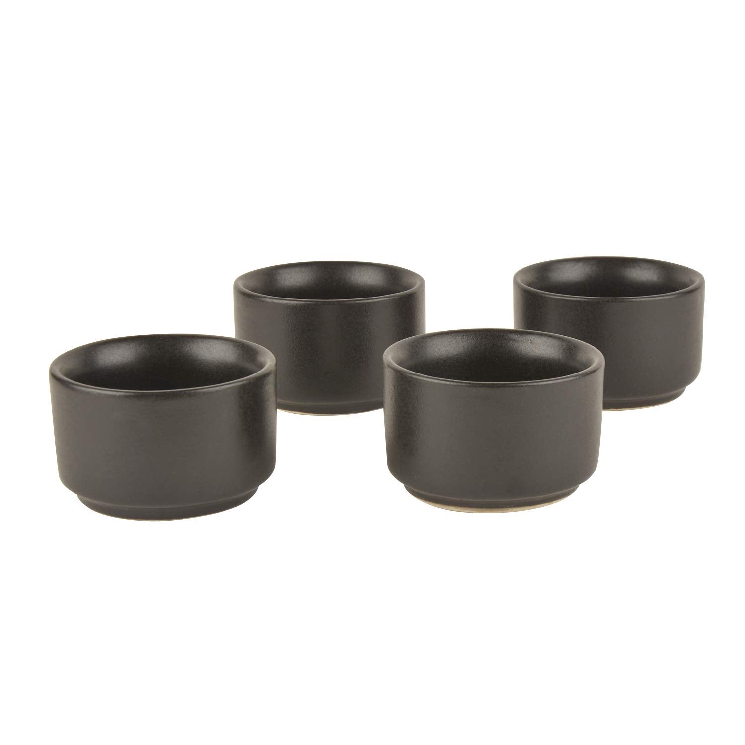 Ceramic Dip Bowls Set Of 4 - 50ml Each, Black | Chutney Bowls - Ketchup Bowls