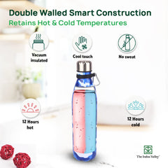 Vacuum Insulated Stainless Steel Cola Bottle For School, College, Office | Blue, 1 Liter - Double Walled, Hot & Cold Temperature, Leak Proof, BPA-Free