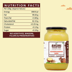 100% Natural Ashwagandha Ghee By Bhumi Organic Farm | Rich In Protein Fiber Healthy A2 Gir Cultured Cow Ghee Good For Hair Growth | (250ml) 8.4 Ounce | Jar Pack
