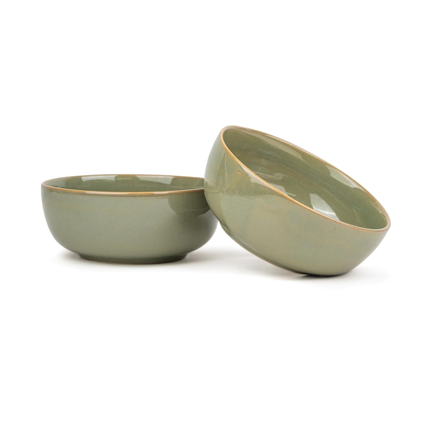 Ceramic Medium Bowl Set Of 2 Pieces - 18cm, Pistachio Green Reactive, 1000ml Each | Glossy Finish Stoneware Ceramic Serving Bowls | Ceramic Bowl - Pasta Serving Bowl | Microwave Safe