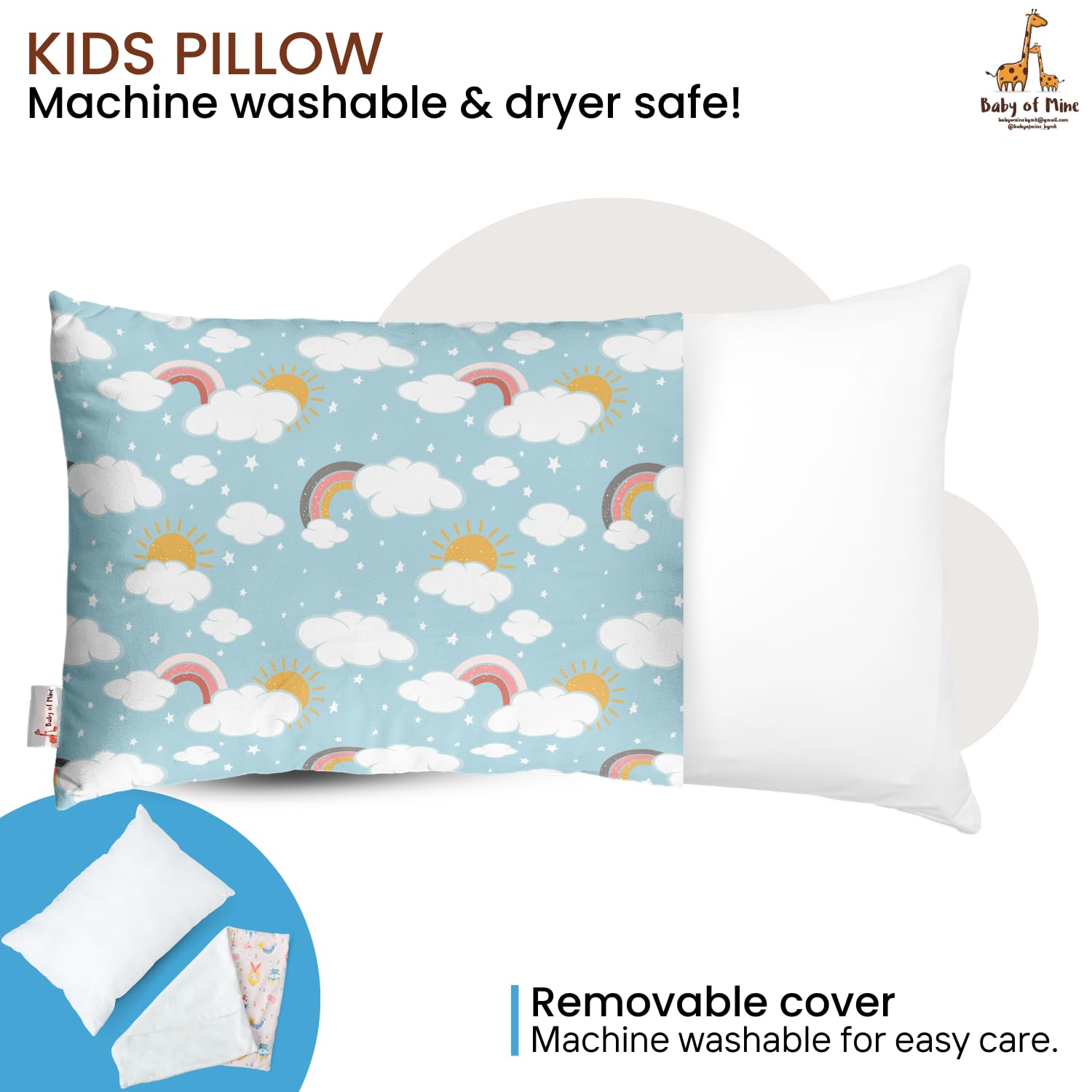 Premium Baby Pillow For Kids, Super Soft Cotton Kids Cushion - 12 X 18 Inches | For 5 Years Old Kids, Adorable Animal & Cartoon Prints | Bed Pillow, Washable, Easy To Care - Pillow 12