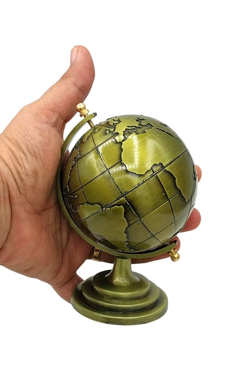 Feng Shui Metal Globe For Office Table World Map For Success & Prosperity Vastu Globe For Positive Energy Good Luck, Remedy For Home Children Study Table & Office (Metal Globe) Pack Of 1