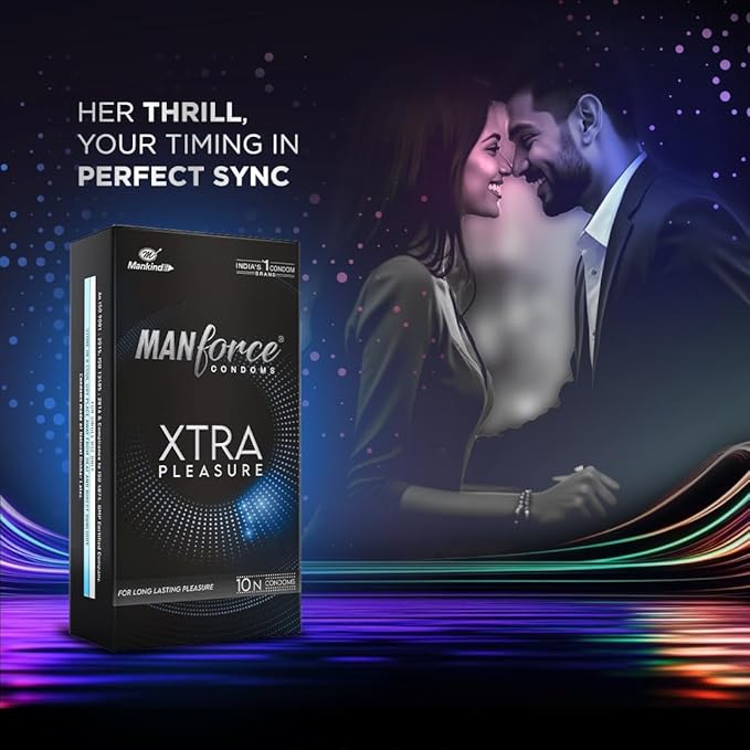 Manforce Xtra Pleasure Xtra Dotted Climax Delay Condoms, Unflavoured, 10 Pcs (Pack Of 9)