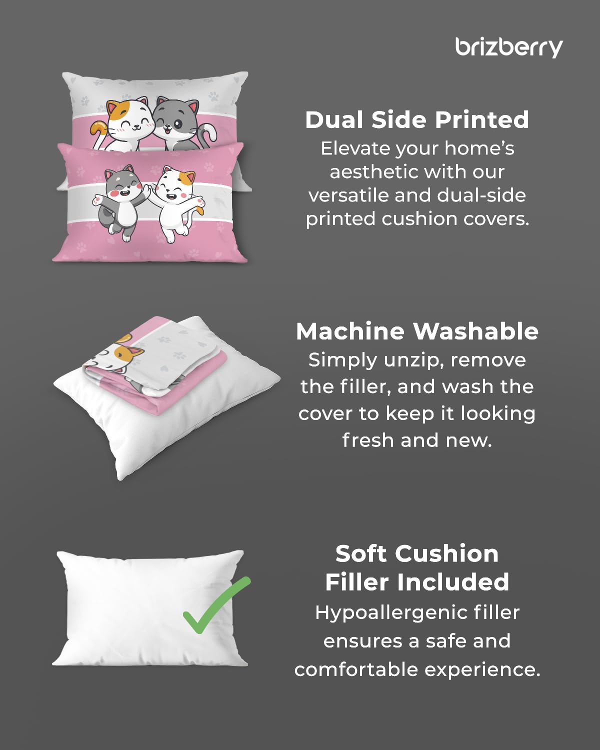 Kids Pillow Cushion With Super Soft Fabric Pillow - 12 X18 Inches | Animal & Cartoon Prints, Soft Pillow, Dual Sided Design | Multi-Purpose, Durable & Easy Care, Made In India - Design 4