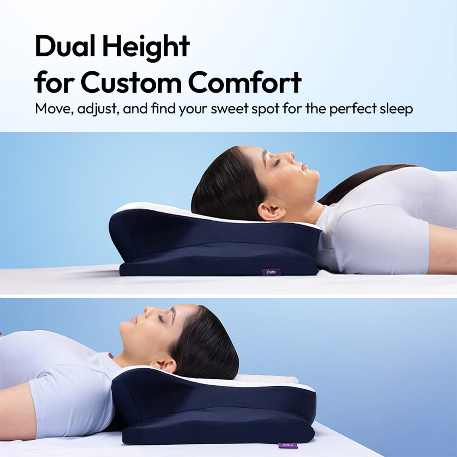 Cervical Butterfly Pillow, Orthopedic Memory Foam Pillow, Blue & White | For Neck & Shoulder Pain Relief | Ergonomic Contours, Pillow For Side Sleepers With Arm Support - Pack Of 1